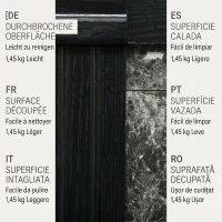 HOMCOM Semineu Electric care se Amplaseaza pe Podea cu Temporizator, Flacara Realista si Temperatura Reglabila, din Metal, ABS si PAL, 80x21.6x67.8 cm, Negru(m-9)