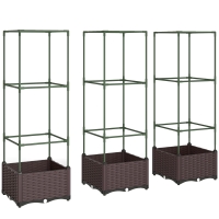 Outsunny Hochbeet mit Rankgitter 3er Set Pflanzkasten Blumenkasten mit Abflusslöchern