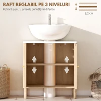 HOMCOM Dulap pentru Sub Chiuvetă cu 2 Uși, Raft cu Efect de Marmură și Poliță Reglabilă, Stejar(m-5)