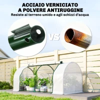 Outsunny Serra da giardino a Tunnel in Acciaio e con Copertura in PVC, 200x100x80 cm, Bianco(m-5)
