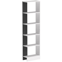 HOMCOM Bibliotecă Modernă Economisitoare de Spațiu cu 5 Rafturi din Lemn 45x21x170 cm, Alb și Negru