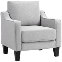 HOMCOM Fotoliu Modern în Material Textil cu Căptușeală Groasă și Arcuri Împachetate, 77x77x86 cm, Gri(m-1)