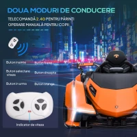 HOMCOM Mașină Electrică pentru Copii Lamborghini cu Telecomandă, Faruri LED și Muzică, Vârsta 3+ Ani, Portocalie(m-6)