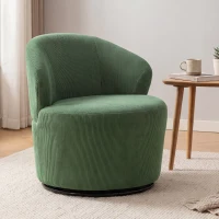 HOMCOM Akzentstuhl, 360-Grad-Drehung, Moderner Drehsessel mit Rundfuß, für Wohnzimmer und Schlafzimmer, Grün(m-10)