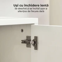 HOMCOM Mobilier TV pentru televizoare de până la 55", Suspendat sau pe Podea, Uși Soft Close, Gaura pentru Cabluri și Raft din Sticlă, Alb(m-5)