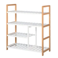 HOMCOM 4 Tier Shoe Racks Storage Stand Shelf Organizer Wood Frame 78 x 68 x 26 cm Hallway Furniture(m-10)