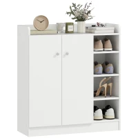 HOMCOM Schuhschrank Schuhkommode Schuhregal, 4 Regale. 1 Schrank, 83 cm x 30  cm x 90 cm, Weiß(m-12)
