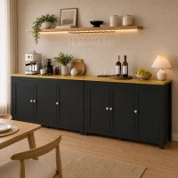 HOMCOM Dulap cu 2 Compartimente și 2 Rafturi Reglabile pe 3 Nivele, 120 x 40 x 70 cm, Negru și Lemn(m-9)
