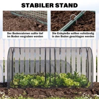 Outsunny 2,49 x 1,2 m Gartennetz, Pflanzenschutzzelt mit Tür, Winddichtes Schädlingsschutznetz mit Stahlrahmen, Schwarz(m-7)
