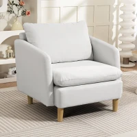 HOMCOM Poltrona da Salotto Moderna in Tessuto con Seduta Ampia e Imbottitura Spessa, 90x86x91 cm, Crema(m-9)