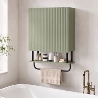 HOMCOM Bathroom Wall Cabinet Modern Space Saver Wall Mounted Cabinet Doors Storage Green(m-14)