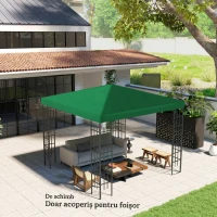 Outsunny Acoperiș pentru Foișor de Grădină 3x3 m din Material Textil Oxford 600D cu Orificii de Drenaj, Verde(m-7)