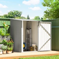 Outsunny Casetta da Giardino Porta Attrezzi in Acciaio Galvanizzato con Porta a Battente, 100x104x160 cm, Grigio Chiaro(m-9)