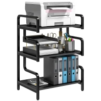 HOMCOM Étagère de rangement à 3 niveaux étagère en métal design industriel structure en acier 55 x 40 x 77 cm Noir(m-12)