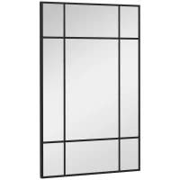 HOMCOM Specchio da Parete Stile Finestra con Montaggio Verticale e Orizzontale, 90x60 cm, Nero(m-11)