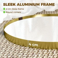 HOMCOM Round Wall Mirror 61 cm, Wall Mounted Bathroom Mirror with Tempered Safety Glass and Aluminium Alloy Frame, Gold Tone(m-4)