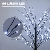 HOMCOM Brad de Crăciun Luminos Tip Mesteacăn, 150 cm, 96 Led-uri, Bază Lată, pentru Interior și Exterior, Maro(m-4)