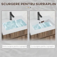 kleankin Dulap pentru chiuvetă de 60cm cu sertar din lemn și lavoar din ceramică, maro deschis(m-10)