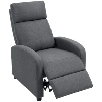 HOMCOM Fotoliu Relax Capitovat și Reclinabil la 135° cu Suport pentru Picioare din Material Textil, 69x87x100,5 cm, Gri(m-12)