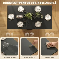 HOMCOM Masă Pliabilă din Lemn pentru 4-6 Persoane cu Roți, 75x140x74cm, Neagră(m-7)