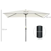 Outsunny Ombrellone Rettangolare 2x3 m Pieghevole e Regolabile con Manovella, in Alluminio e Poliestere, Bianco Crema(m-3)