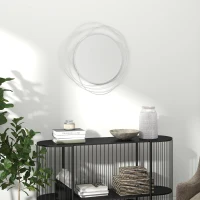 HOMCOM Metal Wall Art 65cm Modern Decorative Mirror Decor for Living Room Bedroom Dining Room, Silver(m-10)