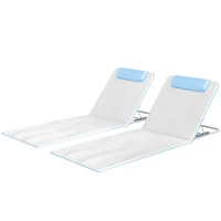 Outsunny Strandliege Sonnenliege Gartenliege, klappbar, verstellbare Rücklehne, Seitentasche, 48 cm x 134 cm x 33-43 cm, Beige(m-11)