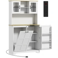 HOMCOM 175cm Tall Kitchen Cabinet, Kitchen Cupboard with Rubbish Bin Cabinet, 3 Door Shelves and 2 Acrylic Doors, White(m-1)