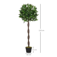 Outsunny Artificial Bay Laurel Topiary Trees with Twisted Trunk, Realistic Lush Topiary Ball Tree with Weighted Pot, 120cm Indoor Greenery Plant for Home Office Garden Decor, Set of 2, Green(m-3)