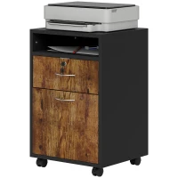 HOMCOM Mobile per Ufficio con Ripiano Aperto, Cassetto con Serratura e Armadietto, 40x35x60 cm, Marrone(m-12)