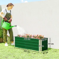 Outsunny Fioriera da Giardino Senza Fondo con 2 Aree di Coltivazione, in Acciaio, 125x47x44 cm, Verde(m-3)