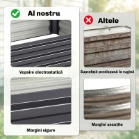 Outsunny Pat de grădină înălțat din metal pentru exterior, ideal pentru flori și legume, 241x90,5x30 cm, gri(m-5)