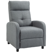 HOMCOM Fotoliu Reclinabil 155° max cu Tapițerie din Material Textil cu Aspect de In, Gri, și Suport pentru Picioare, 67x87x98 cm