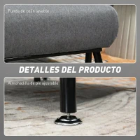 HOMCOM Sofá Cama Individual Plegable con Respaldo Ajustable de 5 Niveles Cojín y Tapizado de Lino Sintético 75x70x75 cm Gris(m-7)