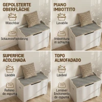 HOMCOM Bancă de depozitare de 103L multifuncțională din lemn cu pernă din țesătură, 75x40x56cm, albă(m-5)
