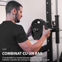 SPORTNOW Set Discuri Greutăți, 4 Bucăți 2x5 kg și 2x2,5 kg, 3 Mânere, Orificiu 2,5 cm, Polipropilenă, Negru(m-5)