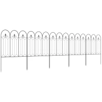 Outsunny Gard Exterior cu 5 Panouri din Metal și Țăruși, 305x79,5 cm, Negru(m-11)