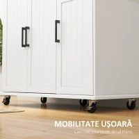HOMCOM Insulă de Bucătărie cu Sertar, Dulap și 2 Rafturi Deschise, din MDF și Oțel Inoxidabil, 128x45,5x91,5 cm(m-5)