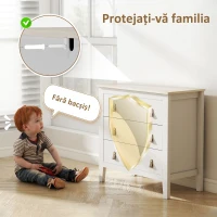 HOMCOM Comodă pentru dormitor cu 3 sertare și mânere din piele sintetică, 80x40x78,5 cm, albă(m-6)
