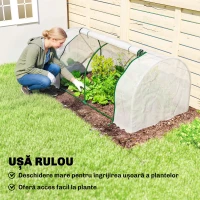 Outsunny Seră de Grădină cu Ferestre Rulabile, Husă Plastic Anti-UV, 200 x 100 x 80 cm, Alb(m-6)