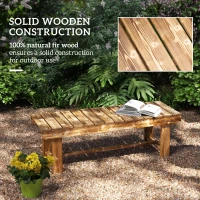 Outsunny Wooden Garden Bench, 2 Seater Outdoor Bench, Fir Wood Backless Patio Loveseat with Slatted Seat for Park, 110 x 38 x 35 cm, Carbonised(m-5)