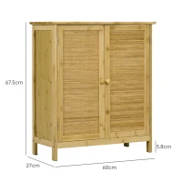 HOMCOM Comodă Boho din Ratan și Bambus cu 2 Uși și Poliță Internă, 60x27x67.5cm, Culoare Lemn(m-3)