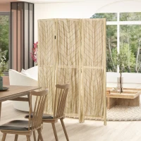 HOMCOM Paravento da Interno Pieghevole a 3 Ante a Spina di Pesce in Legno, 120x1.6x170 cm(m-9)
