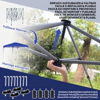 Outsunny Pavilion Pliabil 2.5x2.5 m cu Înălțime Reglabilă, Saci de Nisip și Geantă cu Roți, Albastru(m-5)