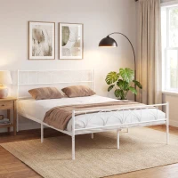 HOMCOM Estructura de Cama 160x200 cm con Cabecero Soporte de Listones de Acero Almacenamiento Bajo la Cama(m-10)