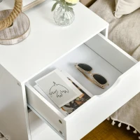 HOMCOM Set of 2 Bedside Tables, Modern Nightstand Side End Table with 3 Storage Drawers and Solid Pine Wood Legs for Bedroom Living Room Entryway, White(m-9)
