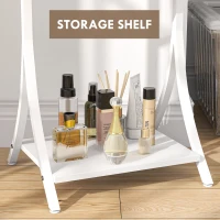 HOMCOM Free Standing Dressing Mirror with LED Lights, Full Length Mirror with 3 Temperature Colours and Storage Shelf(m-7)