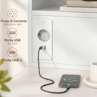HOMCOM Set 2 Comodini Sospesi con Stazione di Ricarica, Cassetto e Ripiano Aperto, in Legno, 40x35x30 cm, Bianco(m-5)