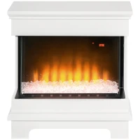 HOMCOM Șemineu Electric cu 10 Culori, Oprire Automată și Timer 12h, 61x28x66.5 cm, Alb(m-11)