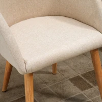 HOMCOM Set de 2 scaune de dining stil scandinav tapițate cu material textil, 55x56x74 cm, bej(m-9)